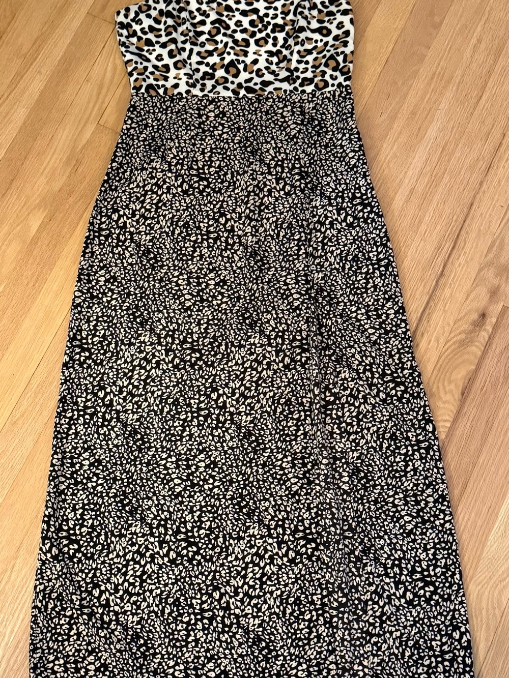 Leopard Print Maxi Dress - Black and Beige